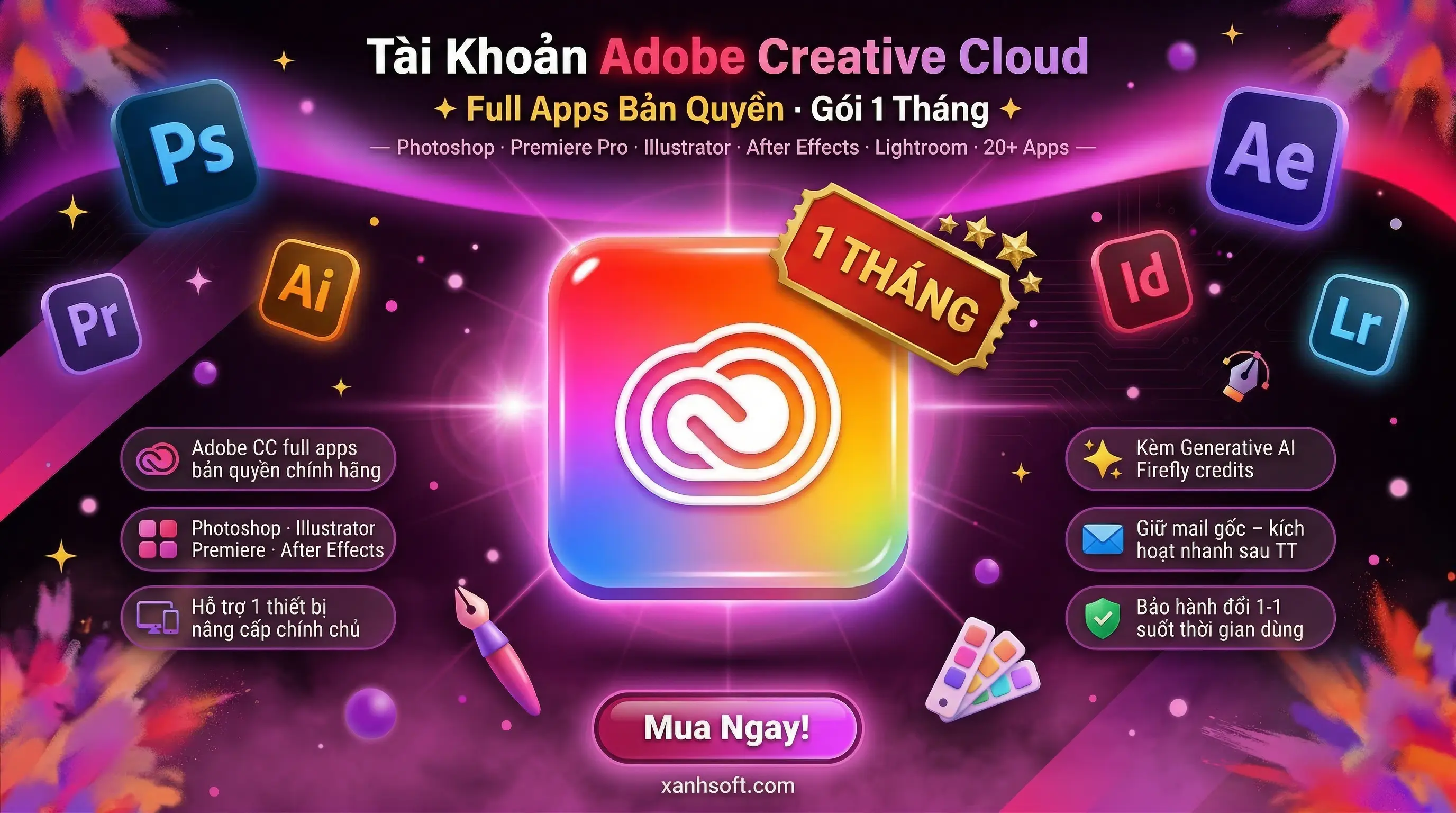 Tài Khoản Adobe Creative Cloud Full Apps Bản Quyền 1 Tháng